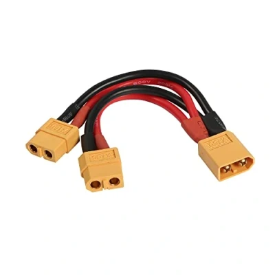 Imagen de RIIEYOCA XT60 Adaptador de Conector batería Paralelo Extensión Dual Y Divisor 1 Macho a 2 Hembra 14AWG Cable para Modo RC Helicóptero Cuadricóptero