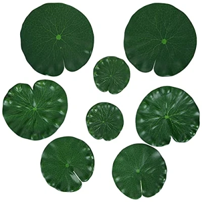 Imagen de Molain Hojas de Loto Artificiales, 8 Piezas Almohadillas Lirio Espuma Flotante Hoja Agua realistas para el hogar Jardín Estanques Piscina Acuario