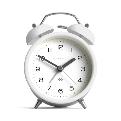 Imagen de NEWGATE ® Charlie Bell Echo Alarm Reloj Despertador de cabecera contemporáneo pequeño Accesorios Dormitorio Relojes despertadores Escritorio (Blanco)