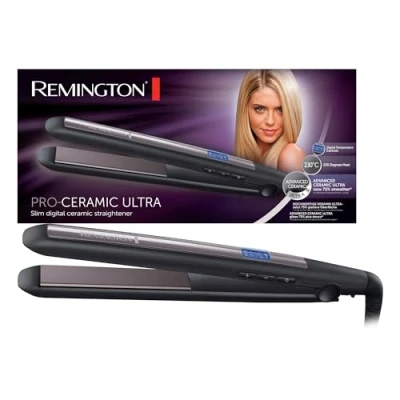 Imagen de Remington Plancha de Pelo Pro Ceramic Ultra, Placas Flotantes Extralargas, Temperatura hasta 230C, Función Turbo y Bloqueo Temp, Digital, Calentamiento 15s Negro 110 mm S5505