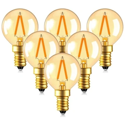 Imagen de Century Light Bombilla LED G40 de filamento mini globo 1 W Blanco ultra cálido 2200 K (brillo ámbar) equivalente a 10 Bombillas candelabro E14 no atenuables 6 unidades
