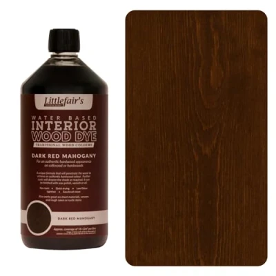 Imagen de Littlefair&#039;s Tinte para Madera 1ltr Acabado Premium, Fácil de Usar y Limpiar Basado en Agua, Seguro Ecológico Disponible Muchos Colores Color: Caoba rojo oscuro