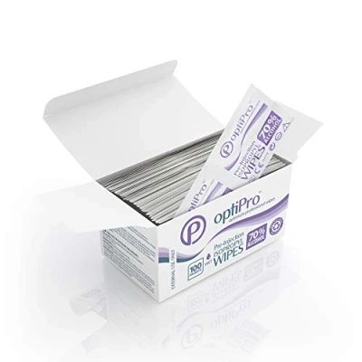 Imagen de OptiPro Toallitas Desinfectantes, Pre Inyección, 70% de Alcohol Isopropílico, 100 Unidades, Limpieza la Piel, Protegidas Individualmente, Antisépticas