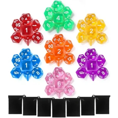 Imagen de TIDEVAN Dados Poliedricos,49 de rol Poliédrico con Bolsa Negra Juego Completo Poliédricos DND Table Games para Dungeons and Dragons RPG MTG D20 D12 D10 D8 D6 D4(Transparente)