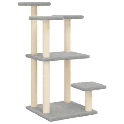 Imagen de vidaXL Postes rascadores para Gatos con Plataformas Gris Claro 98,5 cm