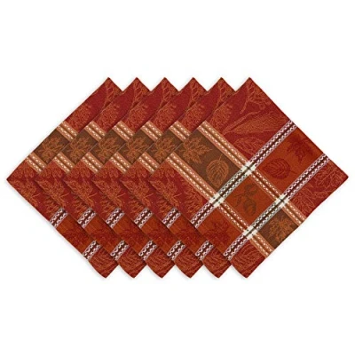Imagen de DII Decoración de Mesa otoño Acción Gracias, algodón, Tela, botánico Rojo Vino, Juego servilletas cuadradas, 20 x Pulgadas