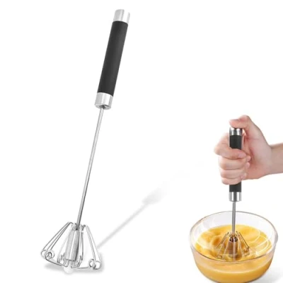 Imagen de Varillas Cocina, Multifunción Batidora Manual, Inoxidable Batidor Semiautomático, Cocina para Hornear, Cocinar, Batir, Espumar y Agitar