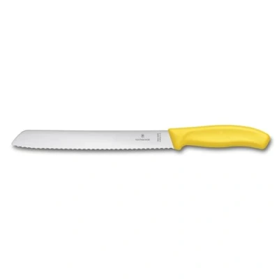 Imagen de Victorinox Swiss Classic, Cuchillo profesional para pan, Hoja extra afilada, Filo dentado, 21 cm, Mango robusto de plástico, Acero inoxidable, amarillo