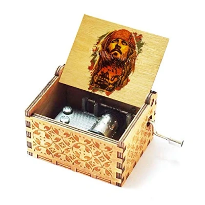 Imagen de Cuzit Caja de música madera Jack Sparrow con diseño piratas del Caribe color Davy Jones