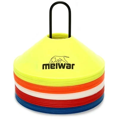 Imagen de Juego de conos marcadores Gipfelsport, guías para entrenamiento fútbol, hockey, balonmano o coordinación, 50er Set mit Halter und Tasche