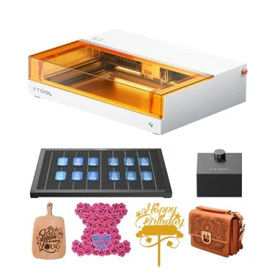 Imagen de xTool S1 10W Grabadora Laser Basic Kit, Cortadora Cerrada con Asistencia Aire y Panal de Abeja, Punto 0.04 x 0.06mm, Enfoque Automático, Grabado para Madera Metal Acrílico Cuero, Blanco