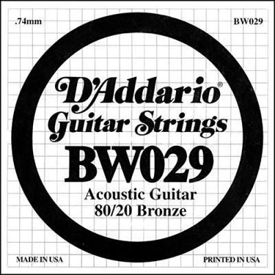 Imagen de D&#039;Addario BW029, cuerda individual para guitarra acústica, entorchada en bronce, .029