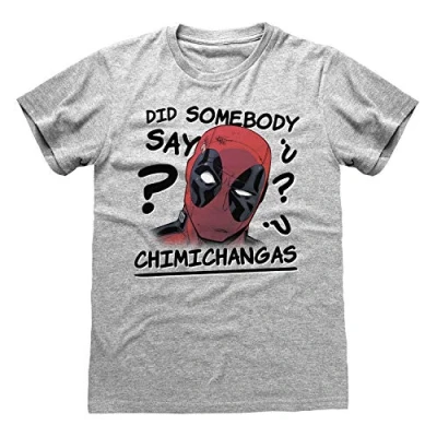 Imagen de Marvel Deadpool Chimichangas Camiseta para Hombre Cuero Gris M