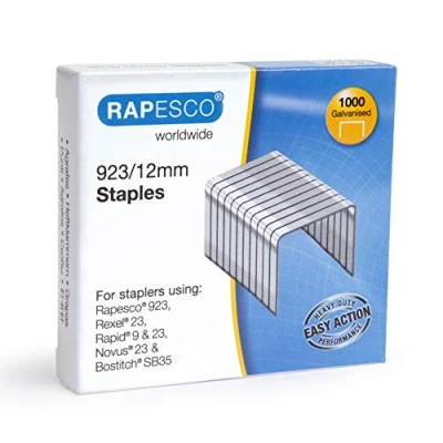 Imagen de Rapesco 1238 Grapas Galvanizadas 923/12 mm, Tipo 23, Caja de 1000