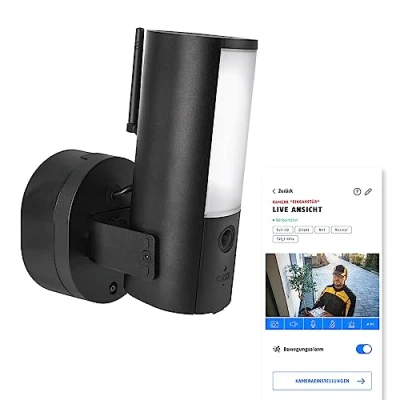 Imagen de ABUS WLAN Light Outdoor Camera (PPIC46520) Cámara de vigilancia inteligente con luz exterior, detección personas, animales, coches, notificación push individual