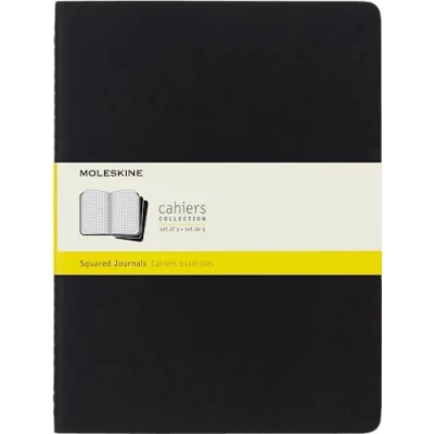Imagen de Moleskine QP322 Set de 3 cuadernos cuadriculados extragrandes, color negro: Extra Large (Moleskine Cahier)