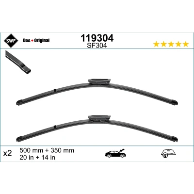 Imagen de Limpiaparabrisas Swf Visioflex 119304 delante Sin marco SMART: Fortwo III Coupé, Forfour II Hatchback, RENAULT: Twingo 3