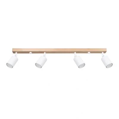 Imagen de SOLLUX lighting VERDO 4 Lámpara de techo elegante bombillas Casquillo GU10 para interior Bombilla no incluida 19,5x19,5x117cm Blanco/Madera