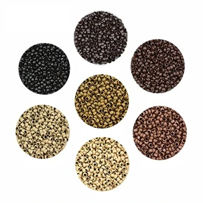 Imagen de 200pcs Micro Ring anillos de cobre 2,5 mm para extensiones cabello cuentas extensión plumas (marrón)