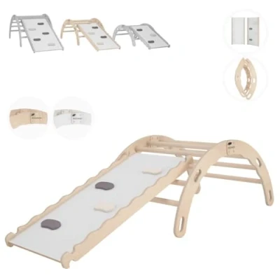 Imagen de MAMOI® Gimnasio niños Triángulo de Escalada Materiales Naturales Interior y Exterior con toboganes Infantiles Tabla Curva Madera 100% Eco