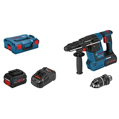 Imagen de Bosch Professional GBH 18V 26 F Martillo perforador combinado a batería (18V, 2,6 J, Ø máx. hormigón mm, SDS plus, 2 baterías 5,5 Ah ProCORE18V, en L BOXX 136), Negro, Rojo, Azul,