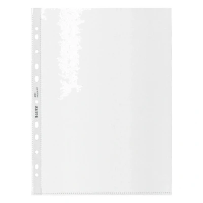 Imagen de Leitz Fundas A4, Pack de 25, Plástico con Taladro, Superficie Mate Relieve, Grosor 100 Micras, 100% Reciclable, Respetuoso el Medio Ambiente, Gama Recycle, Transparente, 47913003
