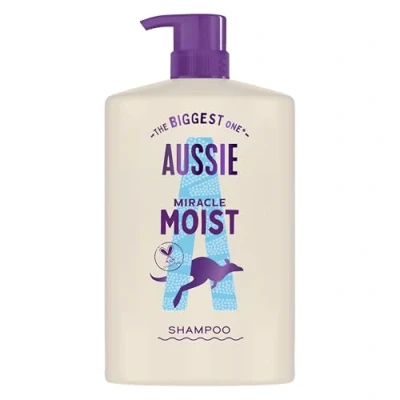 Imagen de Aussie Miracle Moist Champú 1000ml, fórmula Hidratante para Revivir y Restaurar el Pelo Quebradizo Seco, enriquecido con Aceite de Nuez Macadamia Australiano CrueltyFree