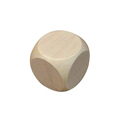 Imagen de 5 dados de madera con simples en blanco llano Unlaint Wood Six Sided 50 mm