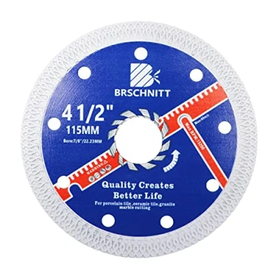 Imagen de Hoja de sierra diamante súper fina con dientes en X, disco corte para amoladora angular 115 mm BRSCHNITT baldosas porcelana, cerámica, mármol, granito