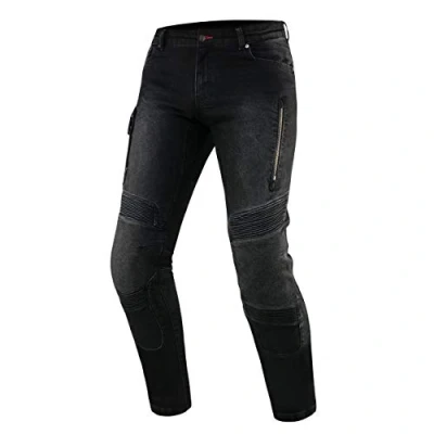 Imagen de REBELHORN Vandal Pantalones Vaqueros de Moto Hombre Forro Fibra Aramida Protectores Rodilla y Cadera SAS Tec Bolsillo Protector Coxis 2 Canales Ventilación Tapered Fit