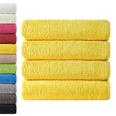 Imagen de NatureMark Paquete de 4 Toallas baño 70 x 140 cm, Amarillo, 100% algodón