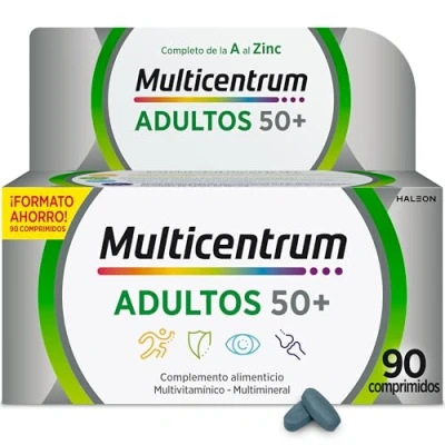 Imagen de Multicentrum Select 50+ Complemento Alimenticio Multivitamínico y Multimineral Para Adultos 50+, Mujer Hombre, Magnesio Vitamina D, Sin Gluten,90 Comprimidos
