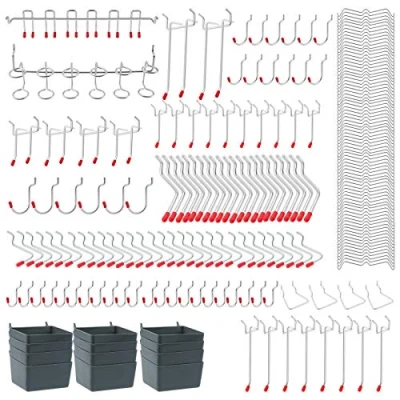 Imagen de Pegboard Hooks Surtido, Peg Board Hook Attachments Conjunto y organización Storage Tienda Tools, para Organizar Varias Herramientas ( 230 piezas)