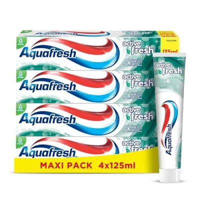 Imagen de Aquafresh Active Fresh Pasta de Dientes Con Menta, Aliento Fresco, Limpieza Activa, Pack 4x125 ml