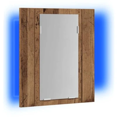 Imagen de vidaXL Armario de baño con Espejo LED Madera Envejecida 40x12x45 cm, LED, Pared, para Lavabo