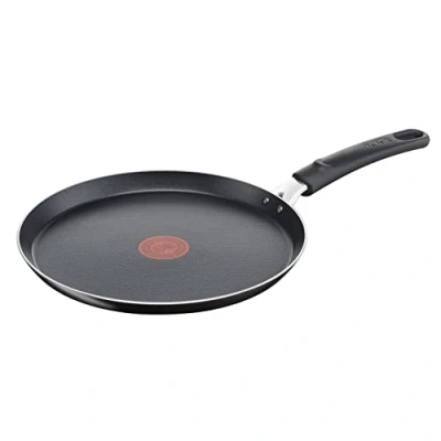 Imagen de Tefal Easy Cook &amp; Clean B55509 Sartén para crepes de 25 cm, con revestimiento antiadherente, segura, señal térmica, base estable, cocina saludable, color negro