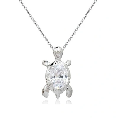 Imagen de Crystalline Azuria Mujer 18ct Chapado en Oro Blanco Tortuga Collar con Colgante Cristales de Zirconia 45 cm para y Niña