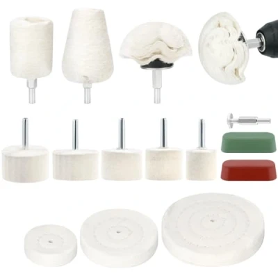 Imagen de QWORK® 14 Piezas Juego de Accesorios Pulido, Accesorio Pulido para Taladro, Conos Discos Metal, Madera