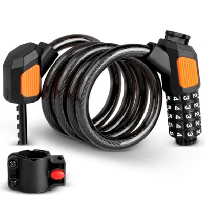 Imagen de AiQInu Candado Bicicleta Antirrobo, Combinacion 120cm/12mm 5 Dígitos Alto Nivel de Seguridad para Triciclo Scooter