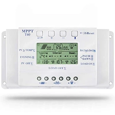 Imagen de Controlador de carga solar, 12V / 24V 40A solar MPPT Regulador batería del panel Pantalla LCD USB 5V