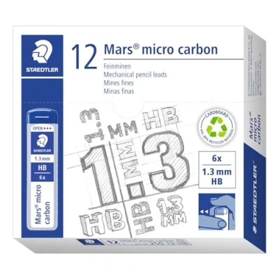 Imagen de STAEDTLER Mars micro carbón 250 13 HB. minas finas de grafito. 12 tubos 1,3 mm y graduación HB, multicolor