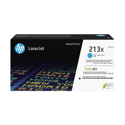 Imagen de HP 213X W2131X, Cian, Cartucho Tóner de Alta Capacidad Original, 6.000 páginas, para impresoras Laserjet Enterprise 5700, 5800, 6700, 6701, 6800, 6801