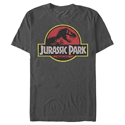 Imagen de Jurassic Park Camiseta clásica con logotipo de película para hombre, gris oscuro, S