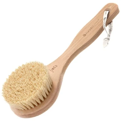 Imagen de Hydrea London Dry Body Brush,Cepillo exfoliante para piel seca con cerdas de cactus, corporal drenaje linfático, madera haya certificada FSC®