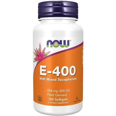 Imagen de Now Foods, Vitamin E 400 IU, D Alfa Tocoferol, Alta Dosificación, 100 Cápsulas blandas, Testado en Laboratorio, Sin Gluten, Soja, No GMO