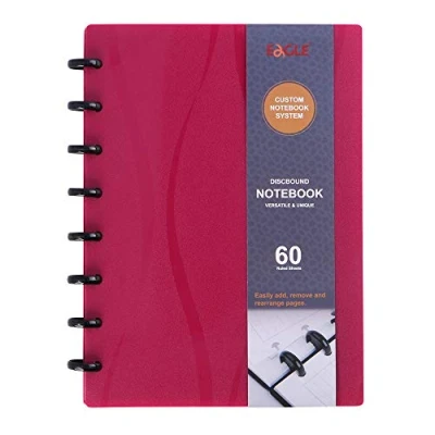 Imagen de Eagle Discbound Cuaderno de tamaño junior, personalizable, funda poliéster, 60 hojas a rayas, color rosso