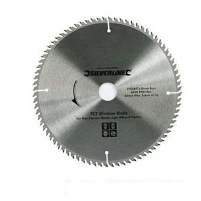 Imagen de Silverline Tools 598444 Disco de TCT para ventanas UPVC, 80 dientes (250 x 30 anillos 25, 20 y 16 mm)