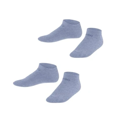 Imagen de ESPRIT Foot Logo 2 Pack K SN algodón corte unicolor pares, Calcetines cortos Unisex niños, Azul (Jeans Melange 6458), 35 38