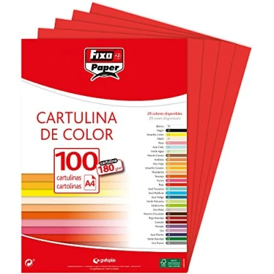 Imagen de Fixo Paper 11110451 Paquete de cartulinas A4 100 unidades color rojo, 180g