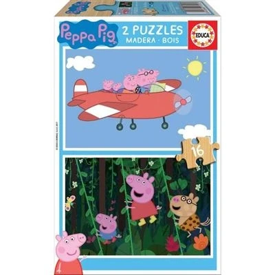 Imagen de Educa Peppa Pig 2 Puzzles de 16 Piezas, Multicolor (17157)